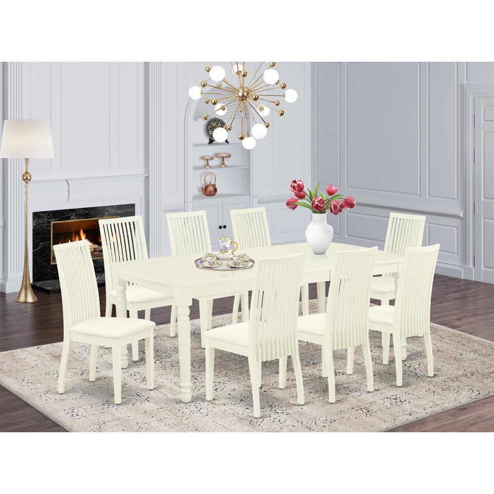 Dining Room Set Linen White DOIP9-LWH-C By East West Furniture | Dining Sets | Modishstore