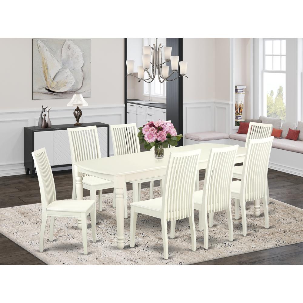 Dining Room Set Linen White DOIP9-LWH-W By East West Furniture | Dining Sets | Modishstore