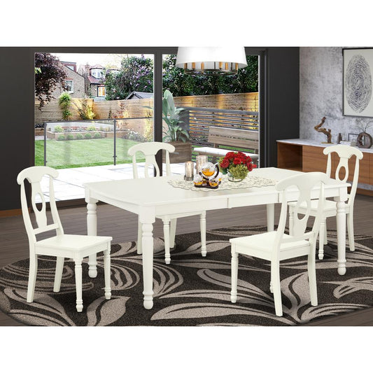 Dining Room Set Linen White DOKE5-LWH-W By East West Furniture | Dining Sets | Modishstore