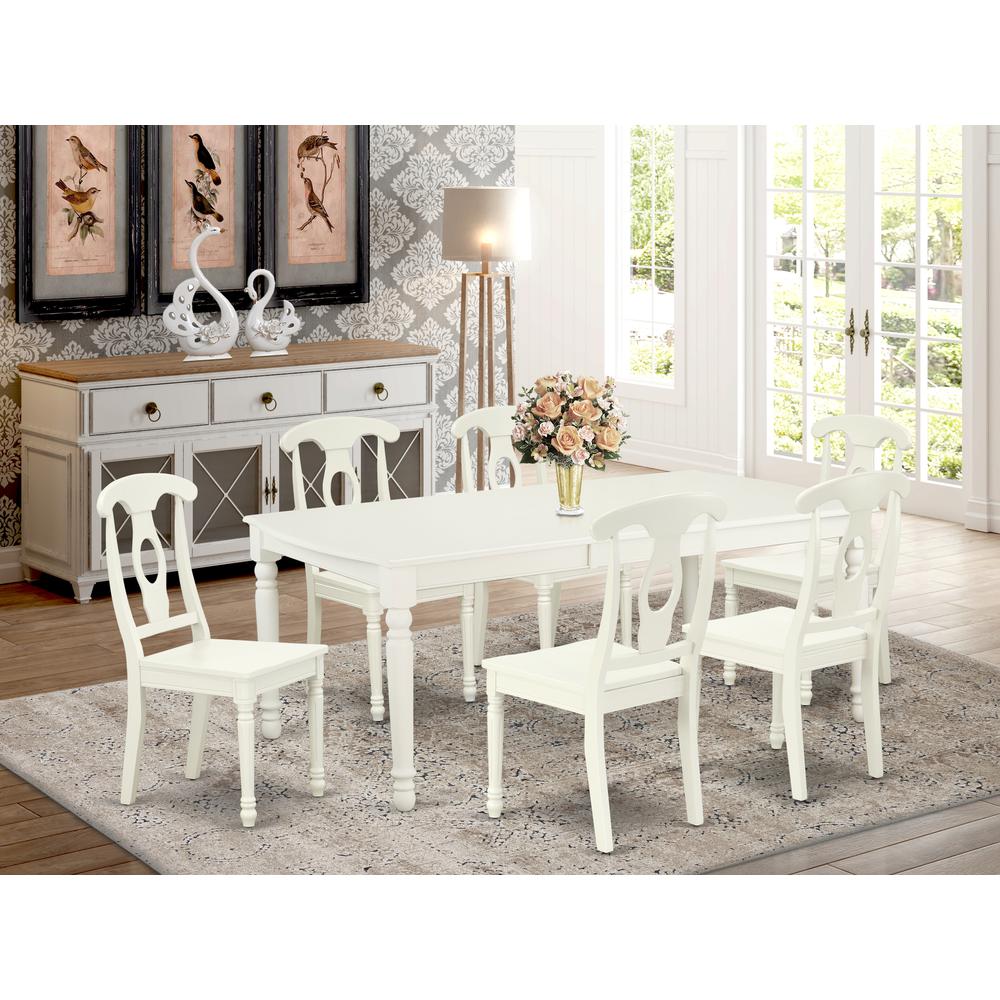 Dining Room Set Linen White DOKE7-LWH-W By East West Furniture | Dining Sets | Modishstore