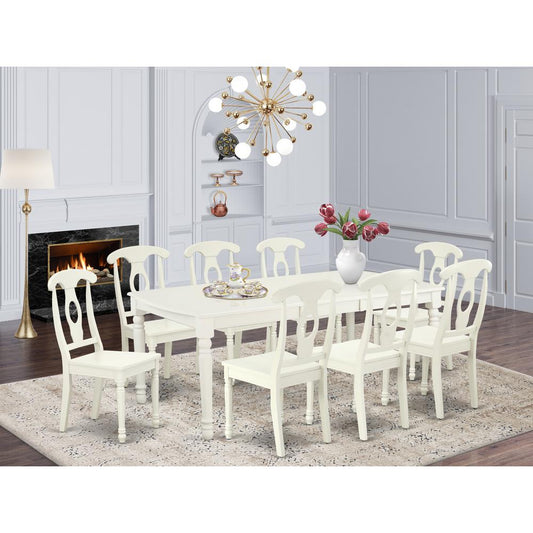Dining Room Set Linen White DOKE9-LWH-W By East West Furniture | Dining Sets | Modishstore