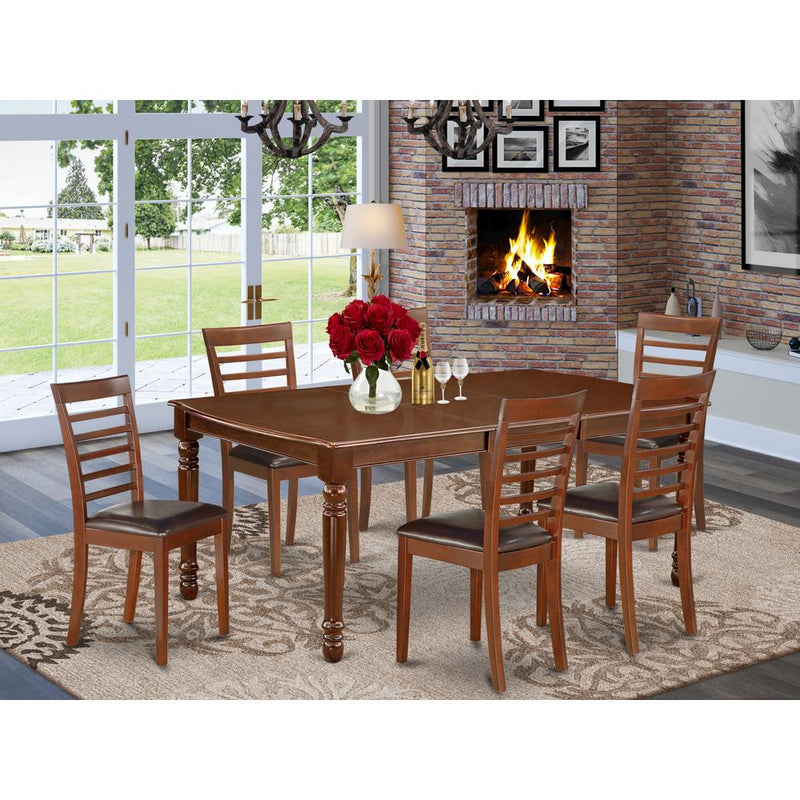 Dining Room Set Mahogany DOML7-MAH-LC By East West Furniture | Dining Sets | Modishstore