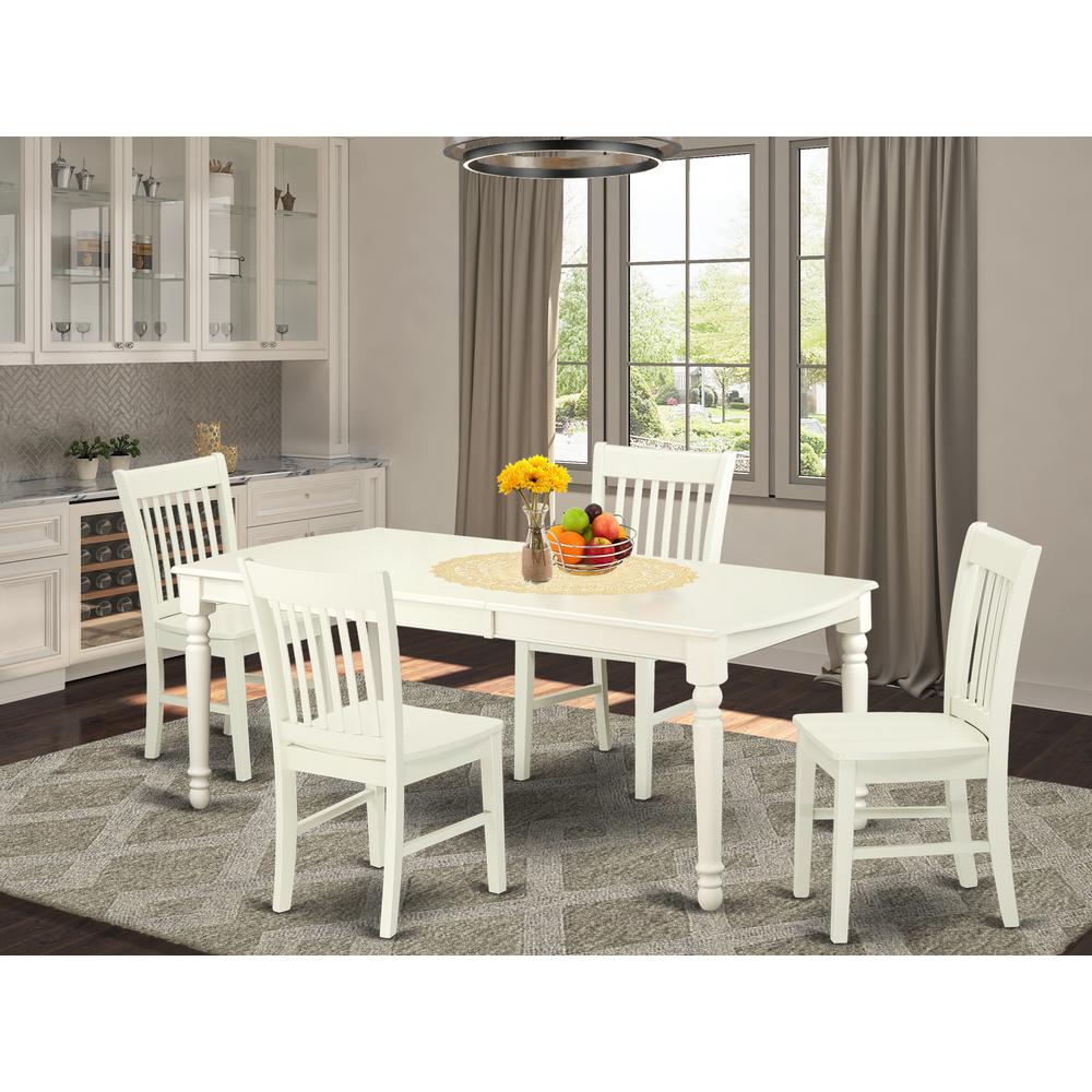 Dining Room Set Linen White DONO5-LWH-W By East West Furniture | Dining Sets | Modishstore