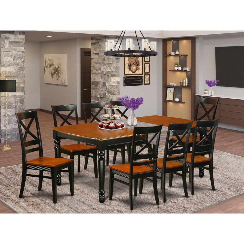 Dining Room Set Black & Cherry DOQU9-BCH-W By East West Furniture | Dining Sets | Modishstore