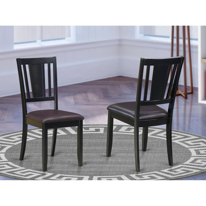Dudley Dining Chair With Faux Leather Upholstered Seat In Black Finish, Set Of 2 By East West Furniture | Dining Chairs | Modishstore