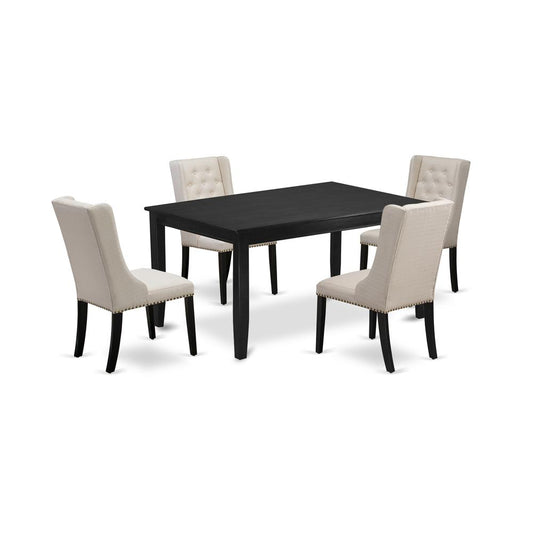 5-Pc Modern Dining Set Includes 4 Cream Linen Fabric Parson Chairs And Dining Tables By East West Furniture | Dining Sets | Modishstore