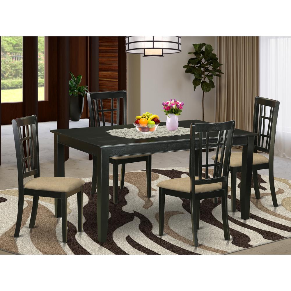 Duni5-Blk-C 5 Pc Dinette Set - Kitchen Dinette Table And 4 Kitchen Dining Chairs By East West Furniture | Dining Sets | Modishstore - 2