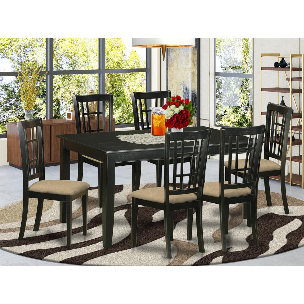 Duni7-Blk-C 7 Pc Dining Room Set -Kitchen Table And 6 Dining Chairs By East West Furniture | Dining Sets | Modishstore - 2