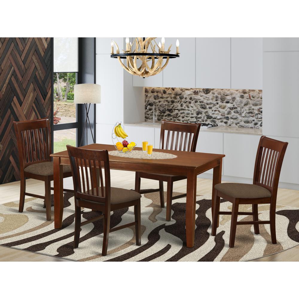 Duno5-Mah-C 5 Pc Formal Dining Room Set-Dinette Table And 4 Dinette Chairs By East West Furniture | Dining Sets | Modishstore - 2