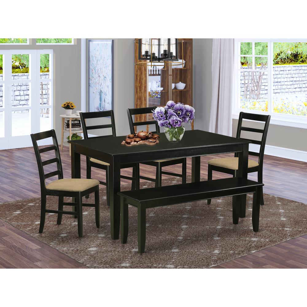 Dupf6-Blk-C 6 Pc Dining Room Set - Dining Table And 4 Dining Chairs And Also Bench By East West Furniture | Dining Sets | Modishstore - 2