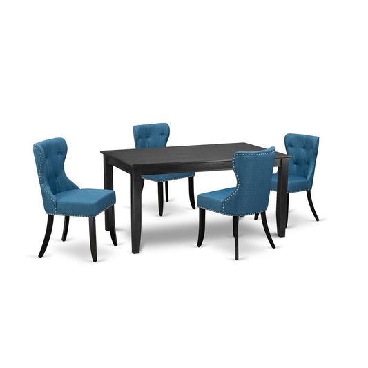 A Modern Dining Table Set Of 4 Excellent Parson Dining Chairs And Dining Tables By East West Furniture | Dining Sets | Modishstore