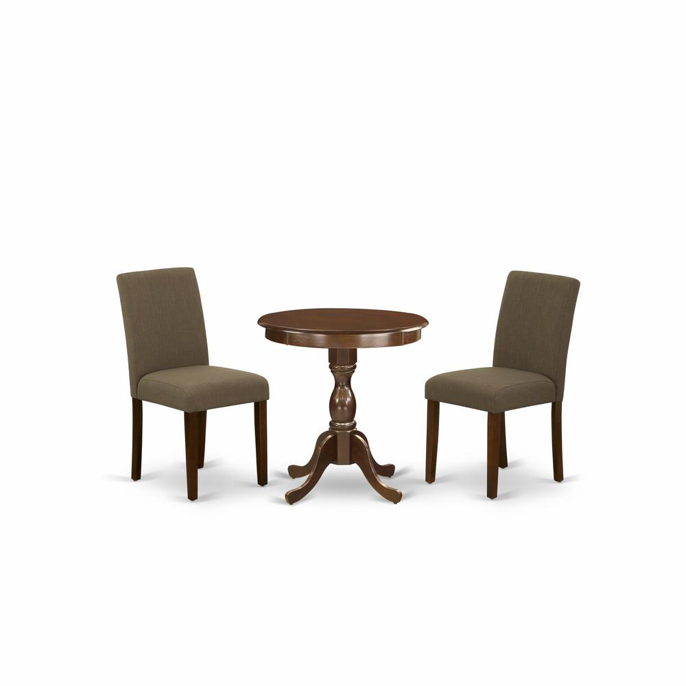 3-Pc Dinette Set - 2 Upholstered Dining Chairs And 1 Dining Table (Mahogany Finish) And Dining Tables By East West Furniture | Dining Sets | Modishstore