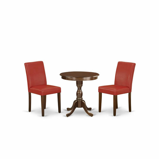 3-Pc Kitchen Dining Room Set - 2 Dining Padded Chairs And 1 Dining Table (Mahogany Finish) And Dining Tables By East West Furniture | Dining Sets | Modishstore