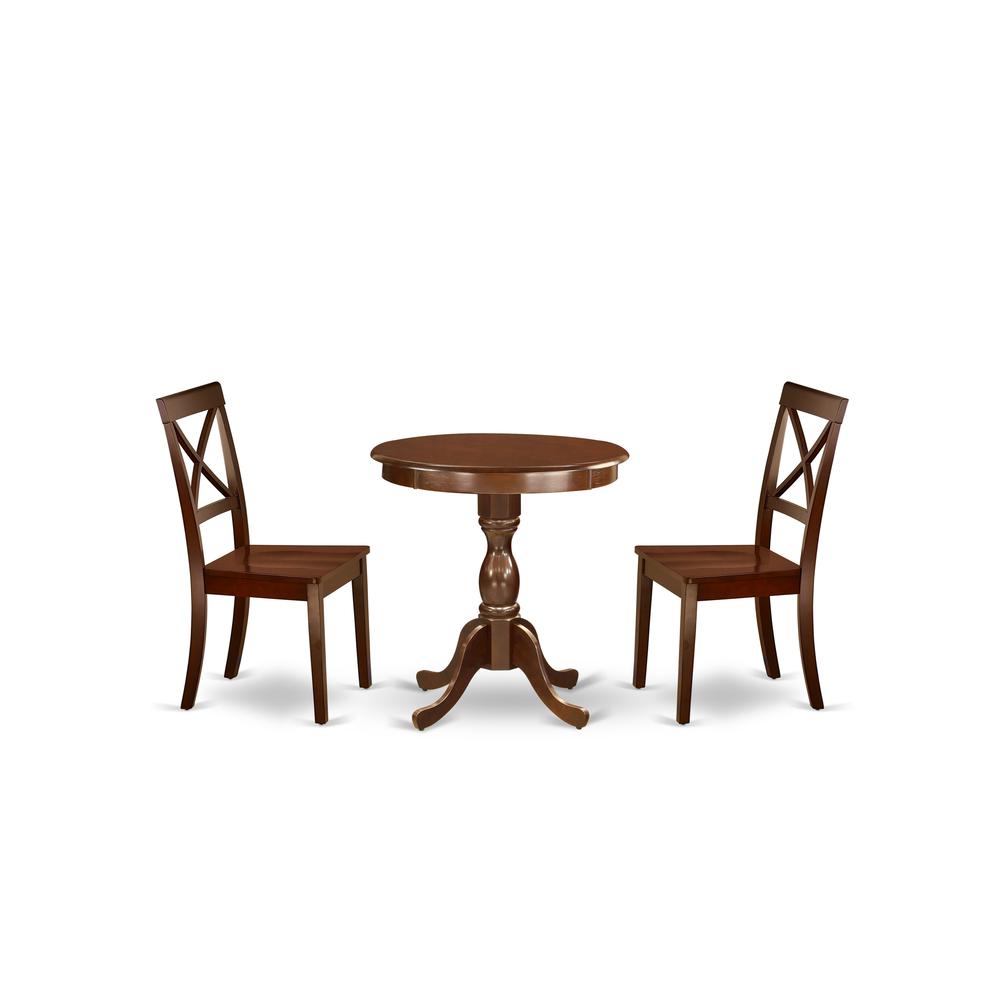 3-Pc Modern Dining Table Set - 2 Dining Room Chairs And 1 Dining Table (Mahogany Finish) By East West Furniture | Dining Sets | Modishstore