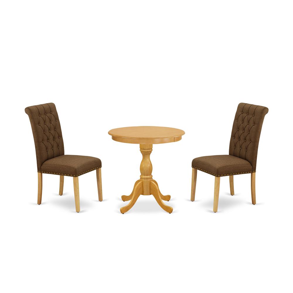 3-Pc Dining Room Table Set - 2 Mid Century Dining Chairs And 1 Dining Table (Oak Finish) And Dining Tables By East West Furniture | Dining Sets | Modishstore