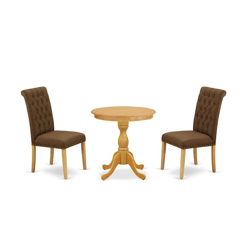 3-Pc Dining Room Table Set - 2 Mid Century Dining Chairs And 1 Dining Table (Oak Finish) And Dining Tables By East West Furniture | Dining Sets | Modishstore