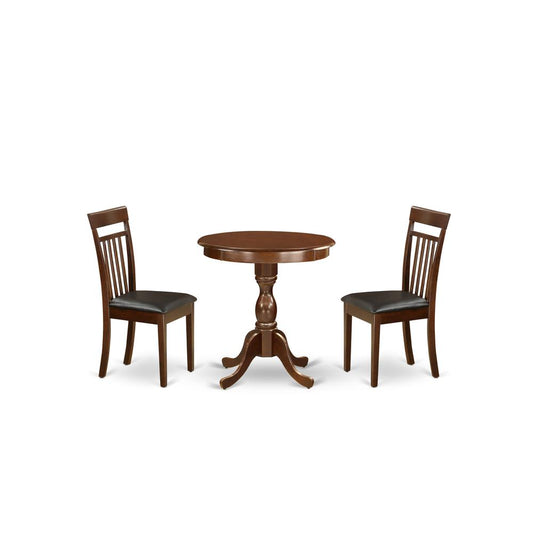 3-Pc Kitchen Dining Set - 1 Kitchen Dining Table And 2 Dining Room Chairs (Mahogany Finish) And Dining Tables By East West Furniture | Dining Sets | Modishstore