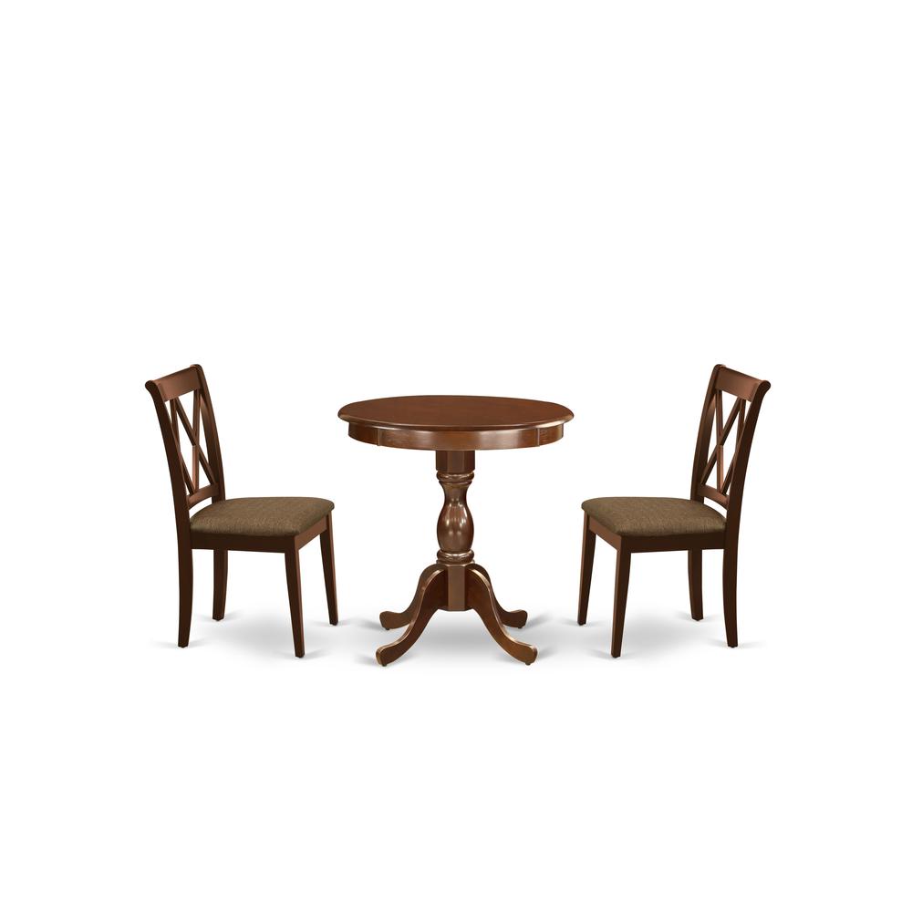 3-Pc Dining Room Table Set - 2 Mid Century Wooden Chairs - 1 Dining Room Table (Mahogany Finish) And Dining Tables By East West Furniture | Dining Sets | Modishstore