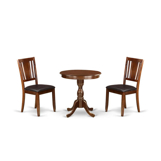 3-Pc Modern Dining Room Set - 2 Kitchen Dining Chairs And 1 Dining Room Table (Mahogany Finish) And Dining Tables By East West Furniture | Dining Sets | Modishstore