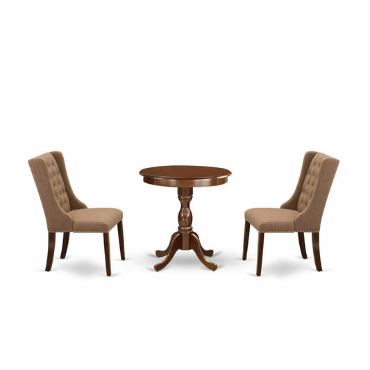3-Pc Dining Room Set - 2 Dining Padded Chairs And 1 Kitchen Table (Mahogany Finish) And Dining Tables By East West Furniture | Dining Sets | Modishstore