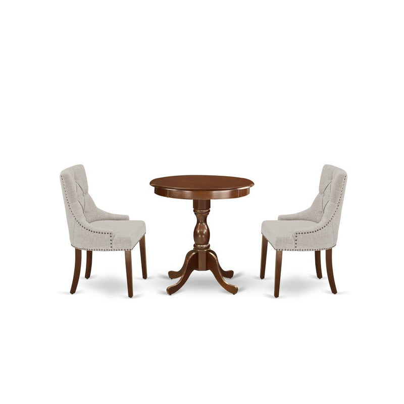 3-Pc Dinette Table Set - 2 Dining Room Chairs And 1 Kitchen Dining Table (Mahogany Finish) And Dining Tables By East West Furniture | Dining Sets | Modishstore