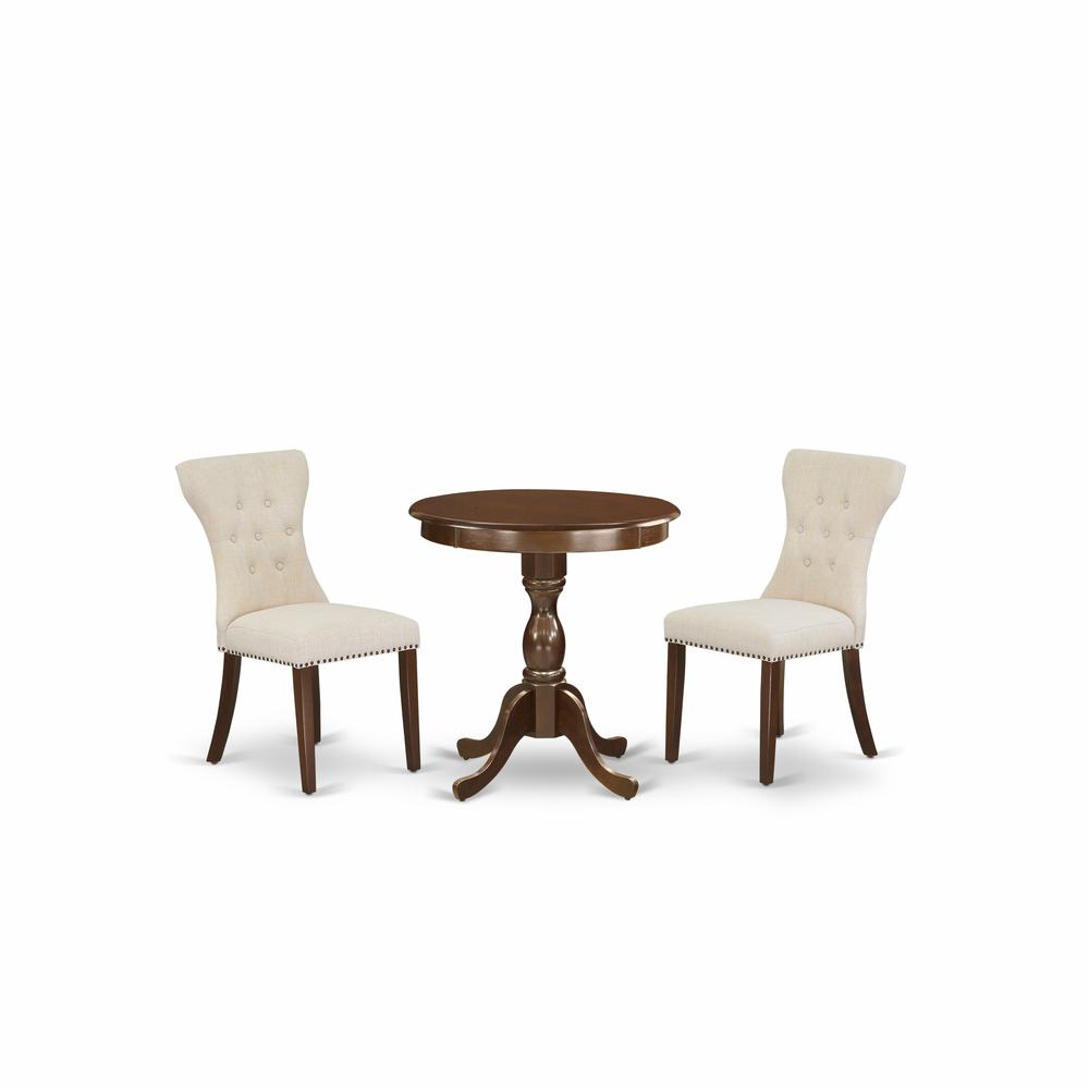 3-Pc Dinette Set - 2 Parson Dining Chairs And 1 Dining Room Table (Mahogany Finish) And Dining Tables By East West Furniture | Dining Sets | Modishstore