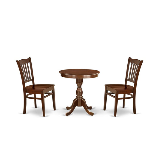 3-Pc Kitchen Dining Set - 2 Mid Century Dining Chairs And 1 Wooden Dining Table Mahogany Finish By East West Furniture | Dining Sets | Modishstore