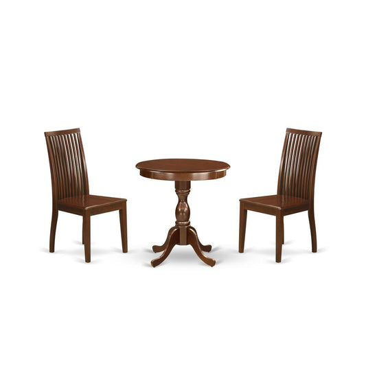 3-Pc Dining Room Set - 2 Kitchen Dining Chairs And 1 Wooden Dining Table (Mahogany Finish) And Dining Tables By East West Furniture | Dining Sets | Modishstore