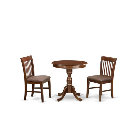 3-Pc Dining Room Table Set - 2 Wooden Dining Chairs And 1 Modern Dining Table (Mahogany Finish) And Dining Tables By East West Furniture | Dining Sets | Modishstore