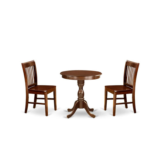 3-Pc Dining Room Table Set - 2 Wooden Dining Chairs And 1 Kitchen Dining Table Mahogany Finish By East West Furniture | Dining Sets | Modishstore