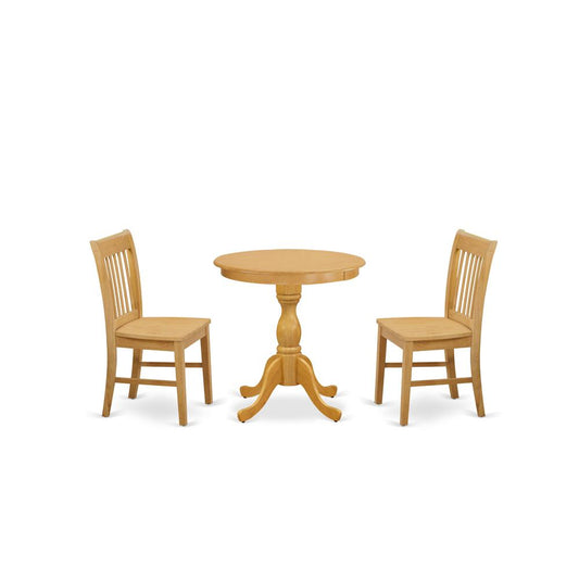 3-Pc Kitchen Table Set - 2 Dining Room Chairs And 1 Modern Dining Table (Oak Finish) And Dining Tables By East West Furniture | Dining Sets | Modishstore