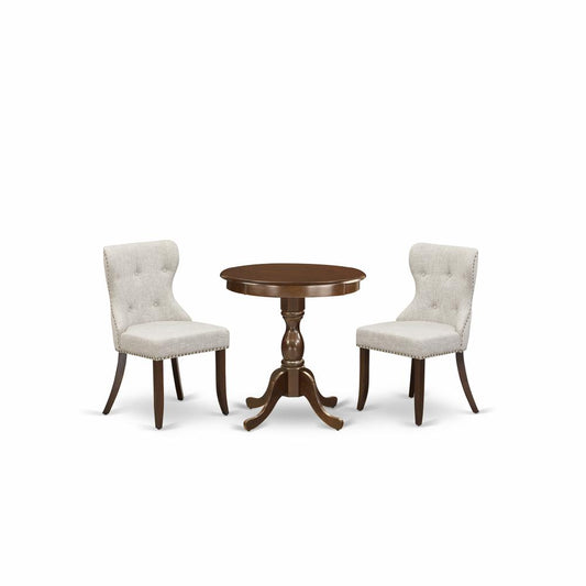 3-Pc Dinette Set - 2 Kitchen Parson Chairs And 1 Dining Room Table (Mahogany Finish) And Dining Tables By East West Furniture | Dining Sets | Modishstore