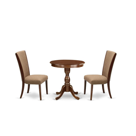 3-Pc Kitchen Dining Set - 2 Dining Chairs And 1 Modern Dining Table (Mahogany Finish) And Dining Tables By East West Furniture | Dining Sets | Modishstore