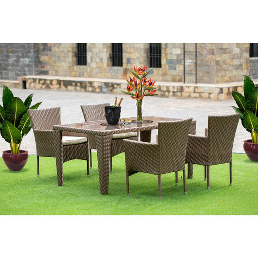Wicker Patio Set Brown GUBK5-02A By East West Furniture | Outdoor Dining Sets | Modishstore