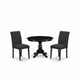 3 Piece Kitchen Table Set - Black Dinner Table And 2 Black Dining Chairs By East West Furniture | Dining Sets | Modishstore