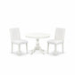 3 Piece Dining Room Set - Linen White Dinning Table And 2 White Faux Leather Comfortable Chairs  By East West Furniture | Dining Sets | Modishstore