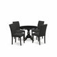 5 Piece Kitchen Table Set - Black Wood Dining Table And 4 Black Chairs By East West Furniture | Dining Sets | Modishstore