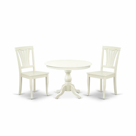 3 Piece Kitchen Set - Linen White Dinning Table And 2 Linen White Wooden Dining Chairs And Dining Tables By East West Furniture | Dining Sets | Modishstore