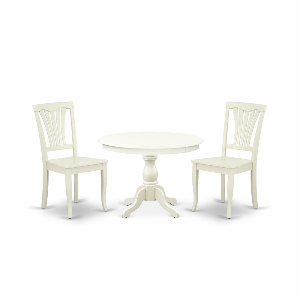 3 Piece Kitchen Set - Linen White Dinning Table And 2 Linen White Wooden Dining Chairs And Dining Tables By East West Furniture | Dining Sets | Modishstore