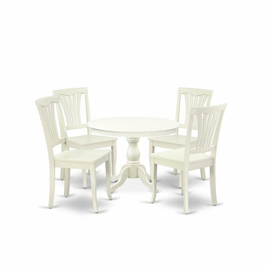 5 Piece Dining Table Set - Linen White Dining Room Table And 4 Linen White Wooden Dining Chairs And Dining Tables By East West Furniture | Dining Sets | Modishstore