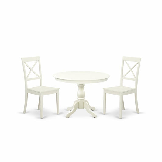 3 Piece Dining Room Set - Small Kitchen Table 2 White  Dining Chairs By East West Furniture | Dining Sets | Modishstore