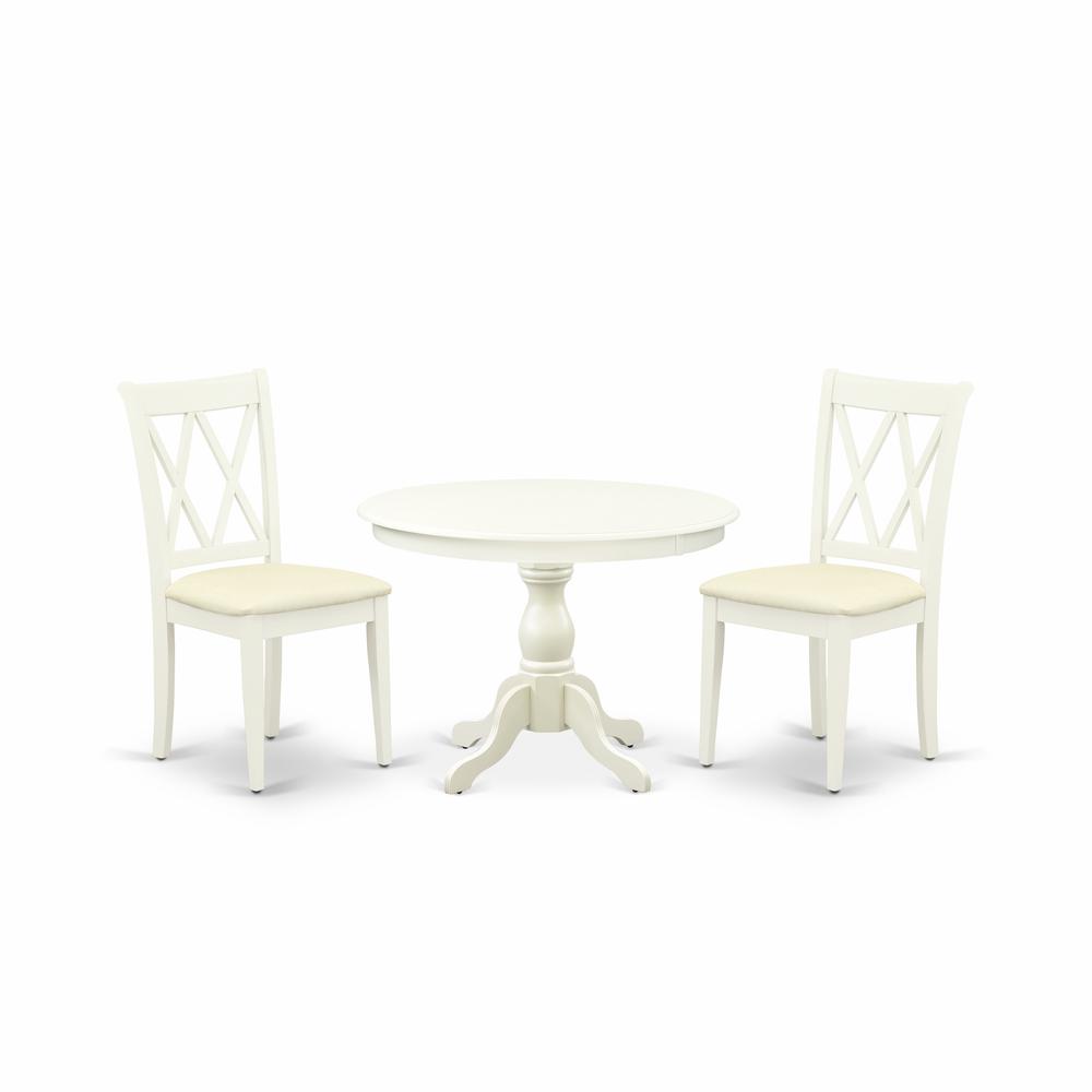 3 Piece Table Set - Linen White Small Dining Table And 2 Linen White Kitchen & Dining Room Chairs And Dining Tables By East West Furniture | Dining Sets | Modishstore