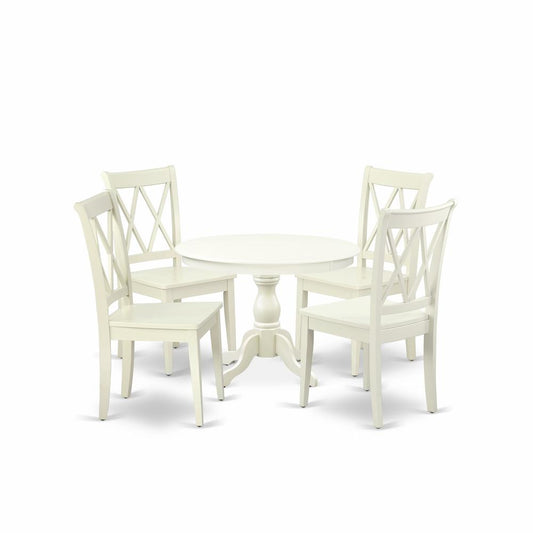 5 Piece Kitchen Dining Table Set - Linen White Breakfast Table And 4 Linen White Kitchen & Dining Room Chairs And Dining Tables By East West Furniture | Dining Sets | Modishstore