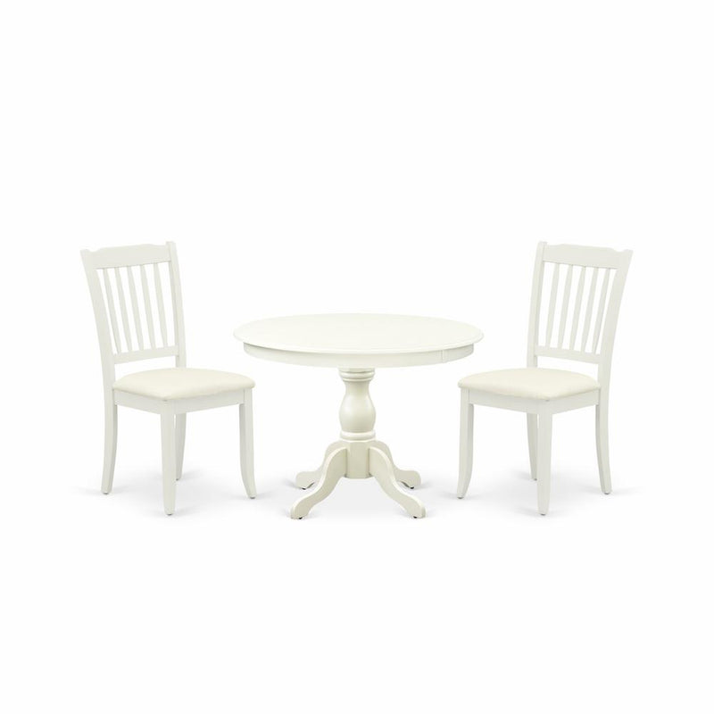 3 Piece Kitchen Set - Linen White Wood Table And 2 Linen White Chairs For Dining Room And Dining Tables By East West Furniture | Dining Sets | Modishstore