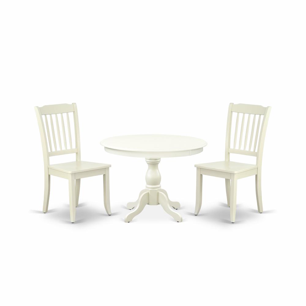 3 Piece Modern Dining Table Set - Linen White Breakfast Table And 2 Linen White Dining Chairs And Dining Tables By East West Furniture | Dining Sets | Modishstore