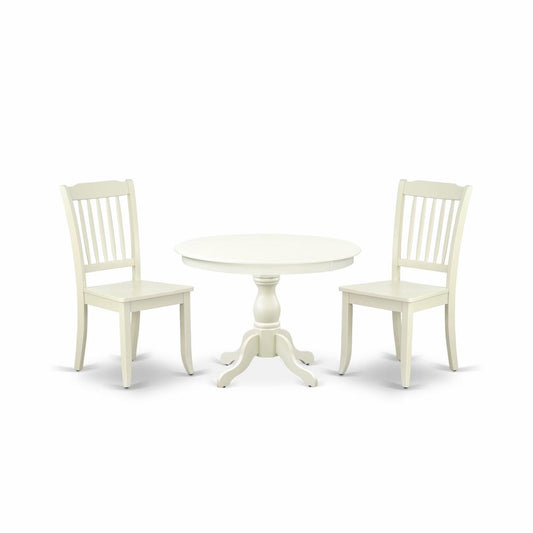 3 Piece Modern Dining Table Set - Linen White Breakfast Table And 2 Linen White Dining Chairs And Dining Tables By East West Furniture | Dining Sets | Modishstore