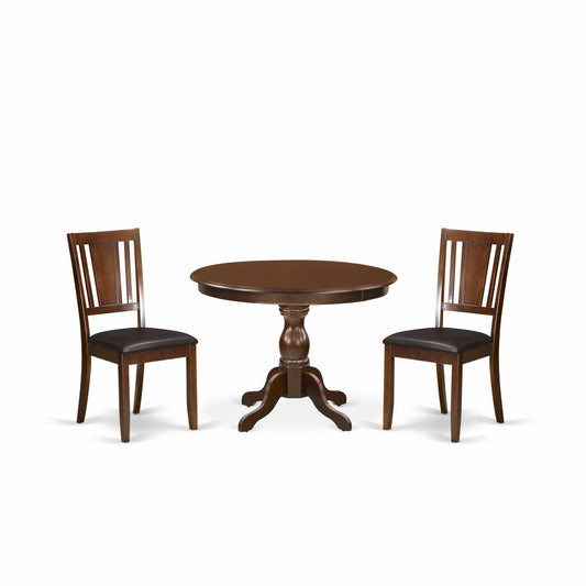 3 Piece Kitchen Table Set - Mahogany Dining Room Table And 2 Mahogany Faux Leather Comfortable Chairs And Dining Tables By East West Furniture | Dining Sets | Modishstore