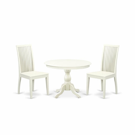 3 Piece Kitchen Table Set - Linen White Wood Dining Table And 2 Linen White Wooden Dining Chairs And Dining Tables By East West Furniture | Dining Sets | Modishstore