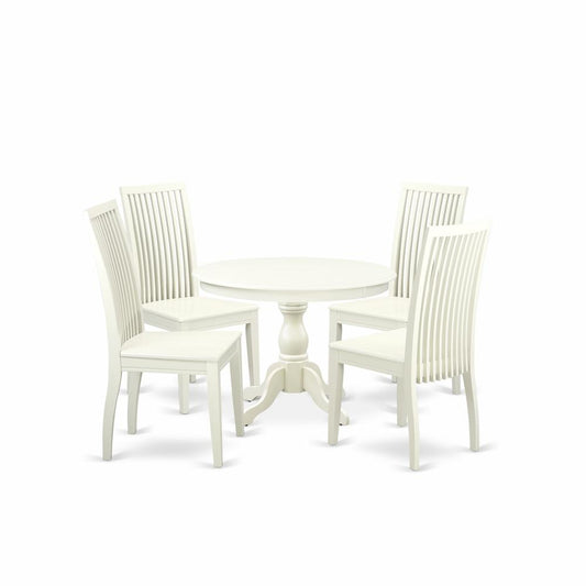 5 Piece Kitchen Dining Table Set - Linen White Dinning Table And 4 Linen White Kitchen Chairs And Dining Tables By East West Furniture | Dining Sets | Modishstore