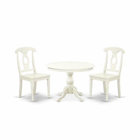 3 Piece Kitchen Dining Table Set - Linen White Kitchen Table And 2 Linen White Wood Chairs And Dining Tables By East West Furniture | Dining Sets | Modishstore
